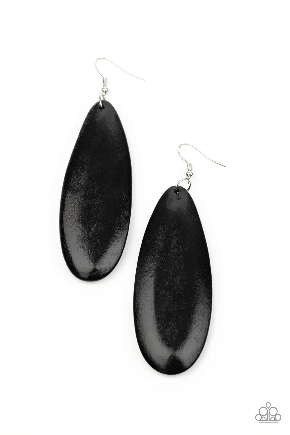 Paparazzi Earring ~ Tropical Ferry - Black Wooden Earring