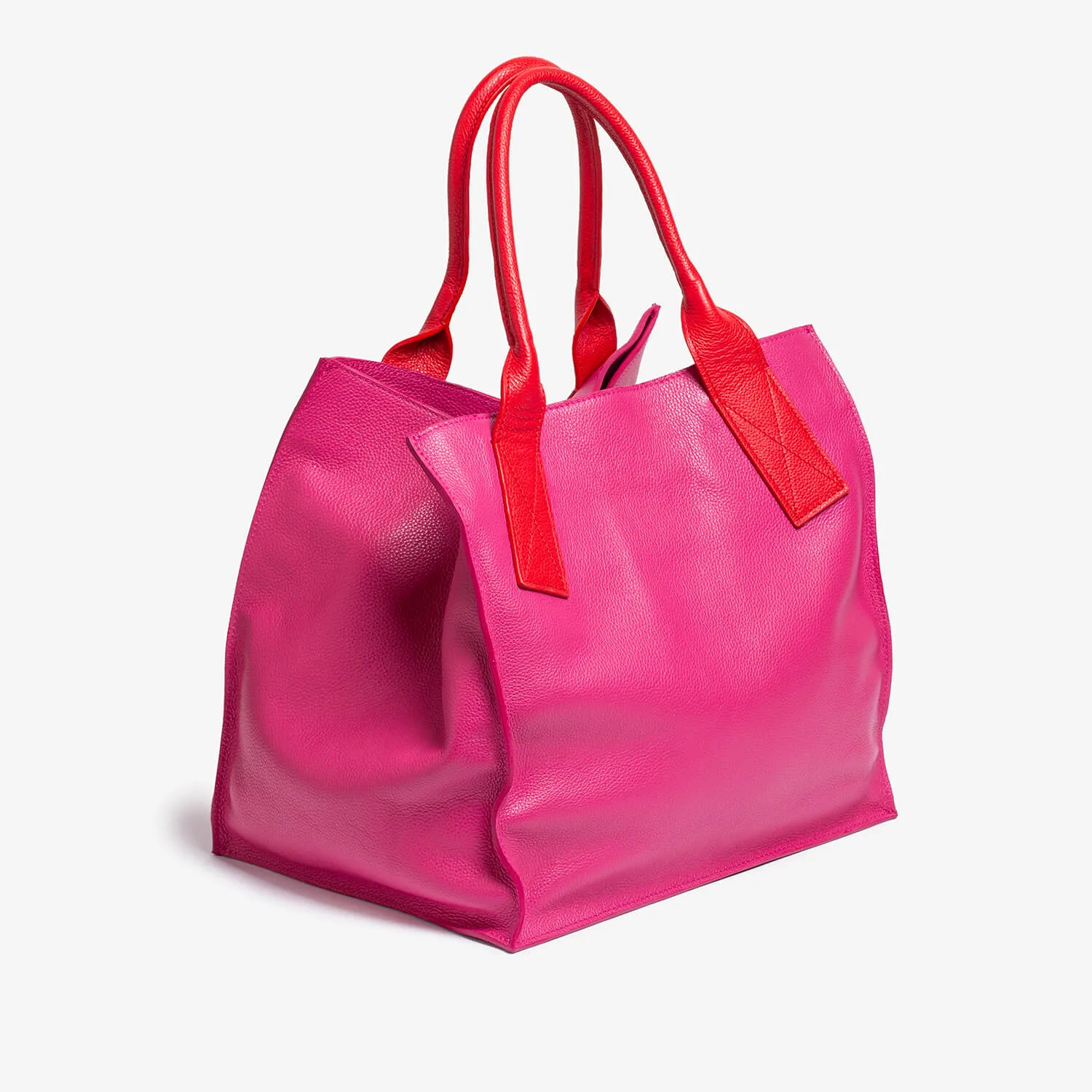 Pink-red calfskin squared box bag