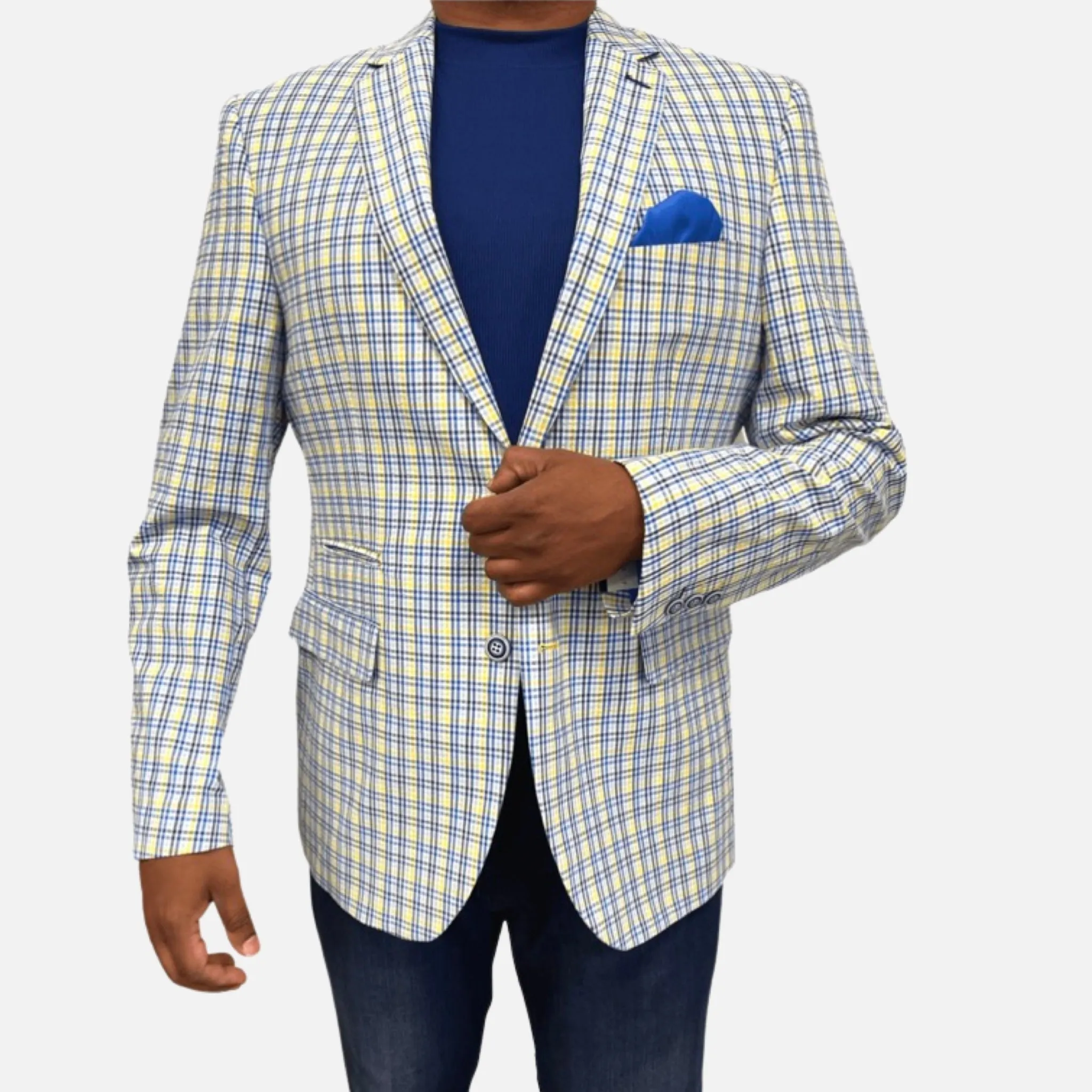 Plaid Blue Men’s Searsucker Blazer | Sale