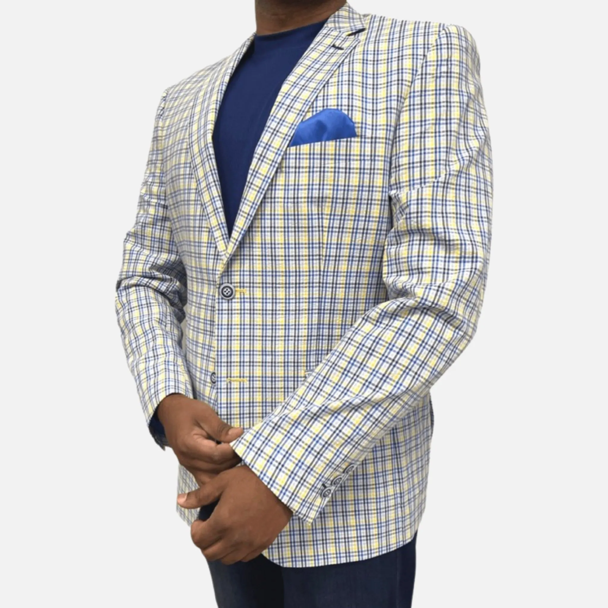 Plaid Blue Men’s Searsucker Blazer | Sale