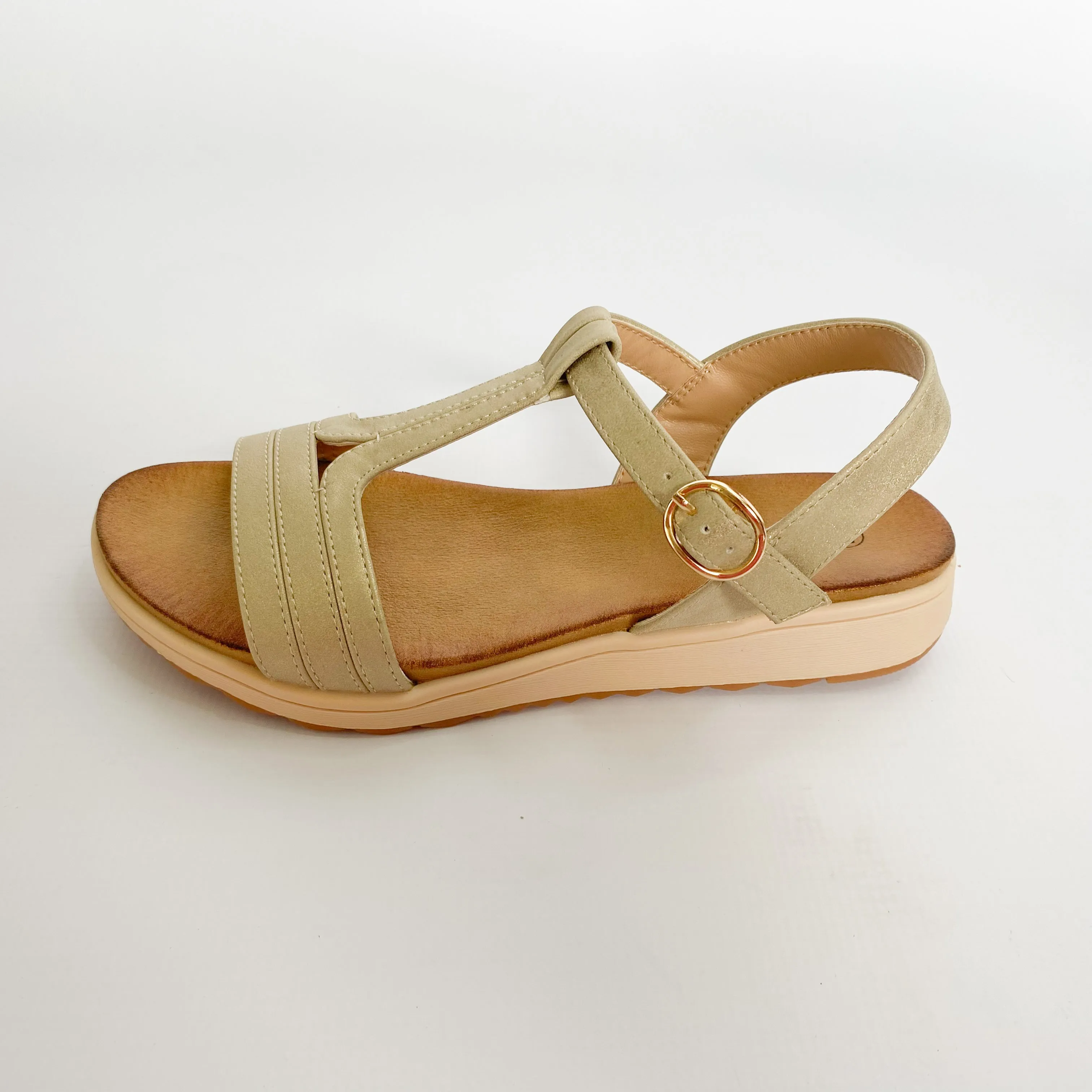 Queue gold t-bar sandal