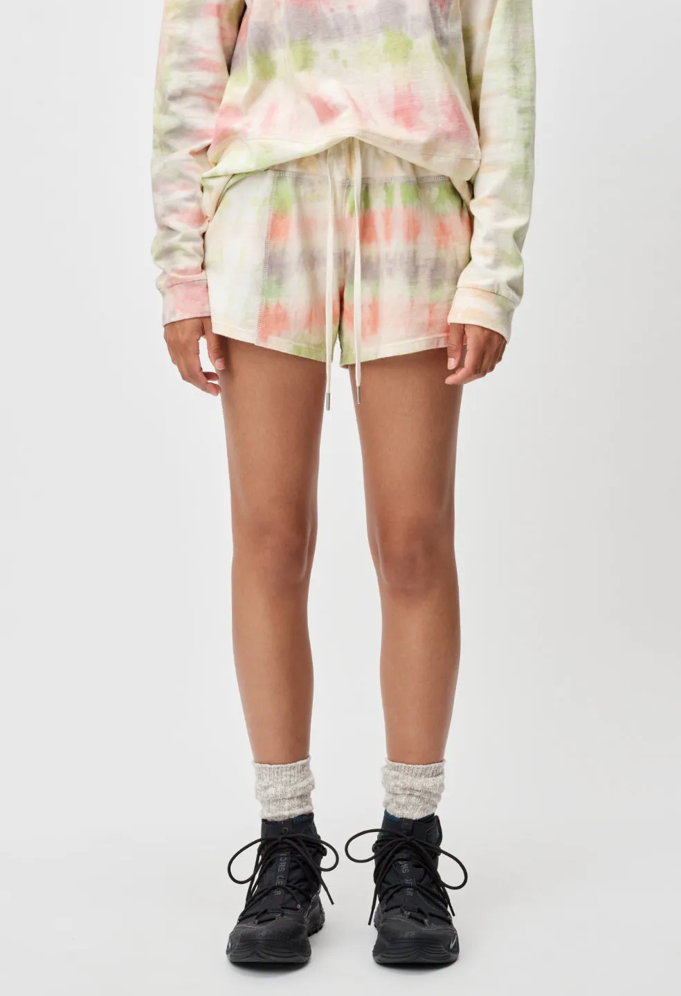 Reconstructed Tie Dye Shorts / Peach Multi