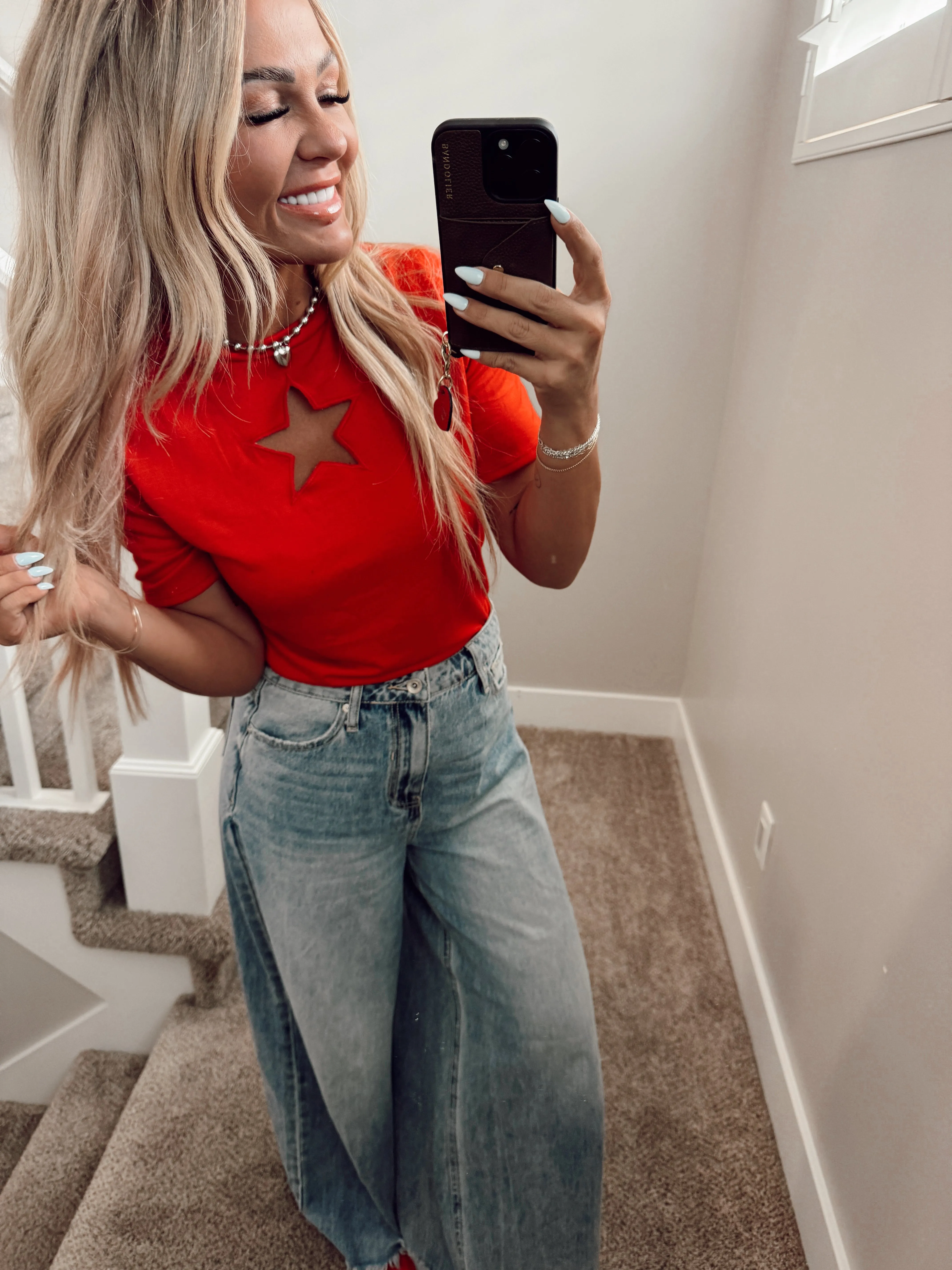 Red star cut out tee