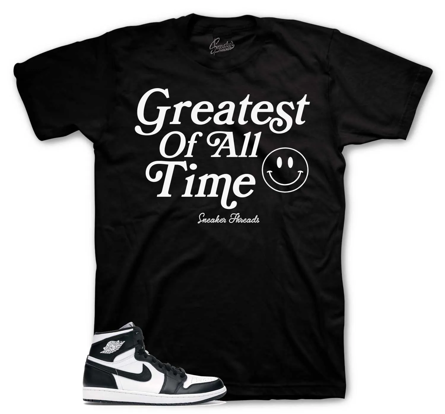 Retro 1 Black And White Shirt - Goat - Black