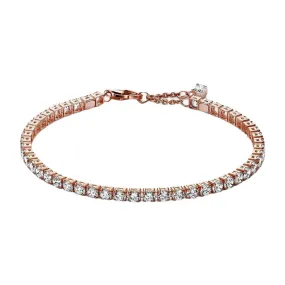 Rose Gold Round Cut Tennis Bracelet Silver