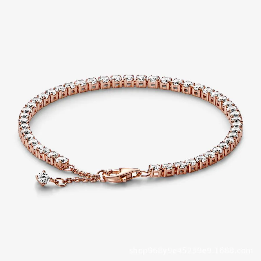 Rose Gold Round Cut Tennis Bracelet Silver