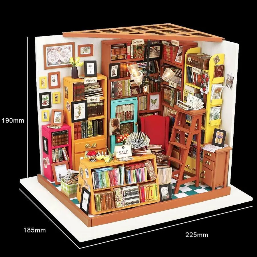 Sam's Study Room DIY Miniature Dollhouse Kit