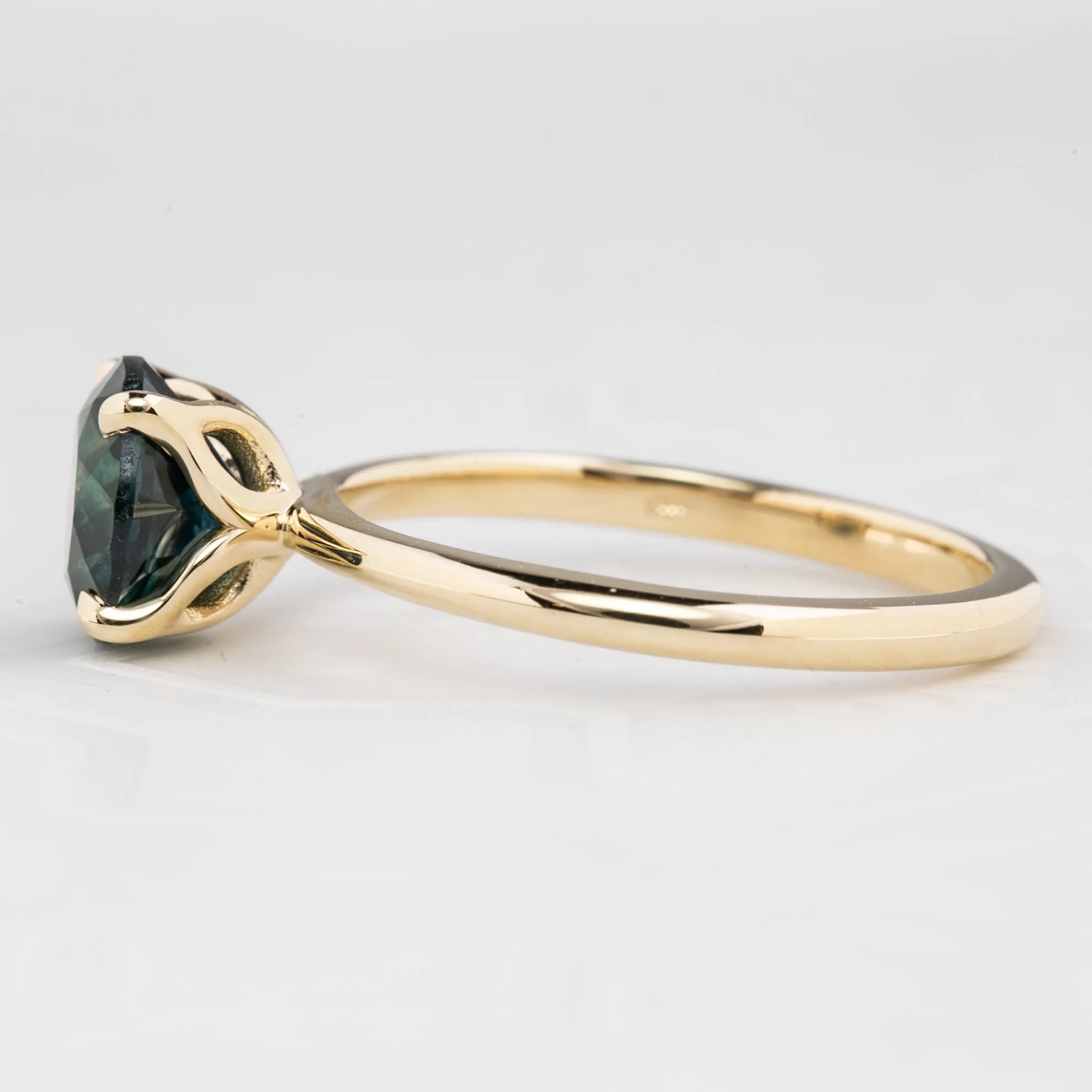 Sara Ring 2.19ct Peacock Green Montana Sapphire, 14k Yellow Gold (One of a kind)