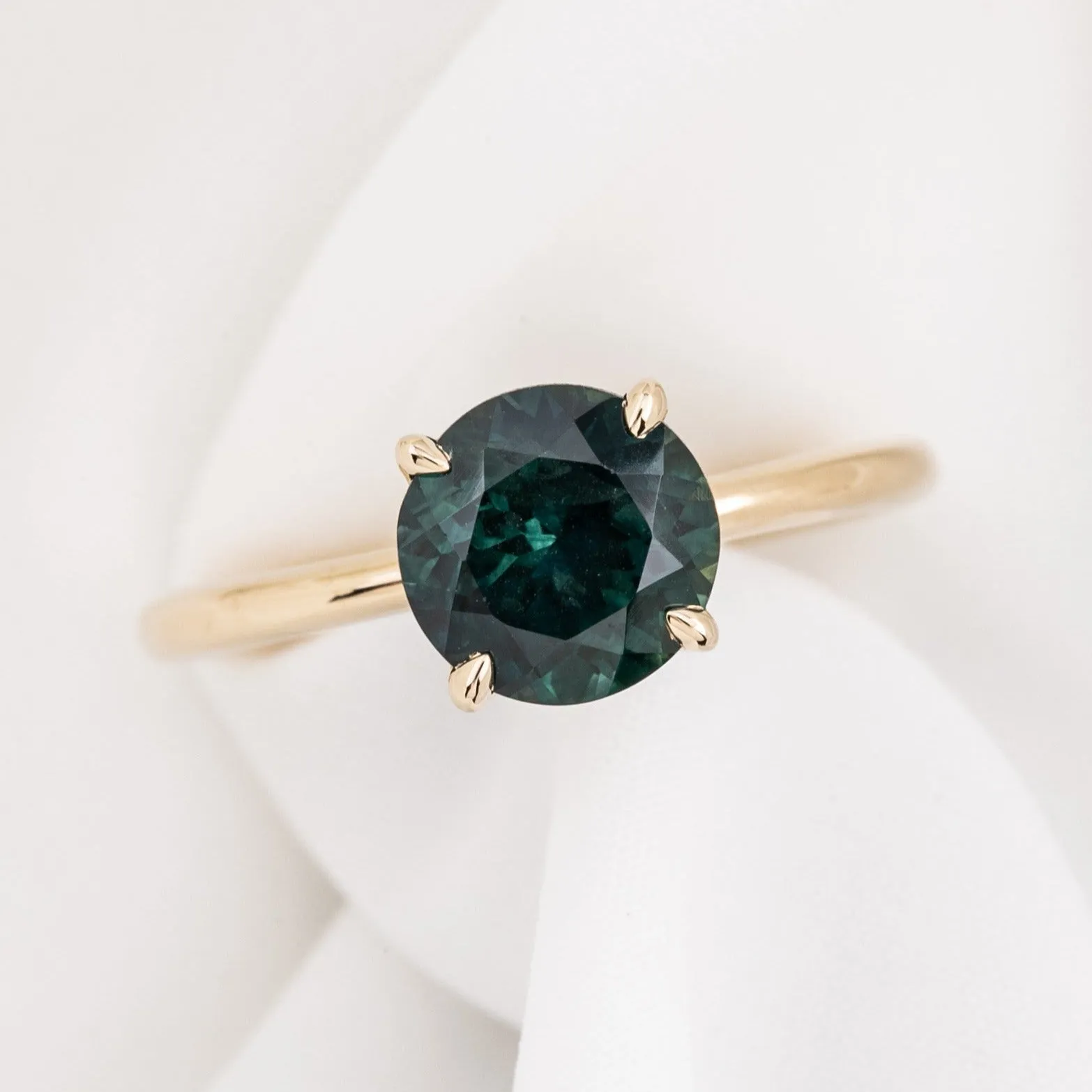 Sara Ring 2.19ct Peacock Green Montana Sapphire, 14k Yellow Gold (One of a kind)