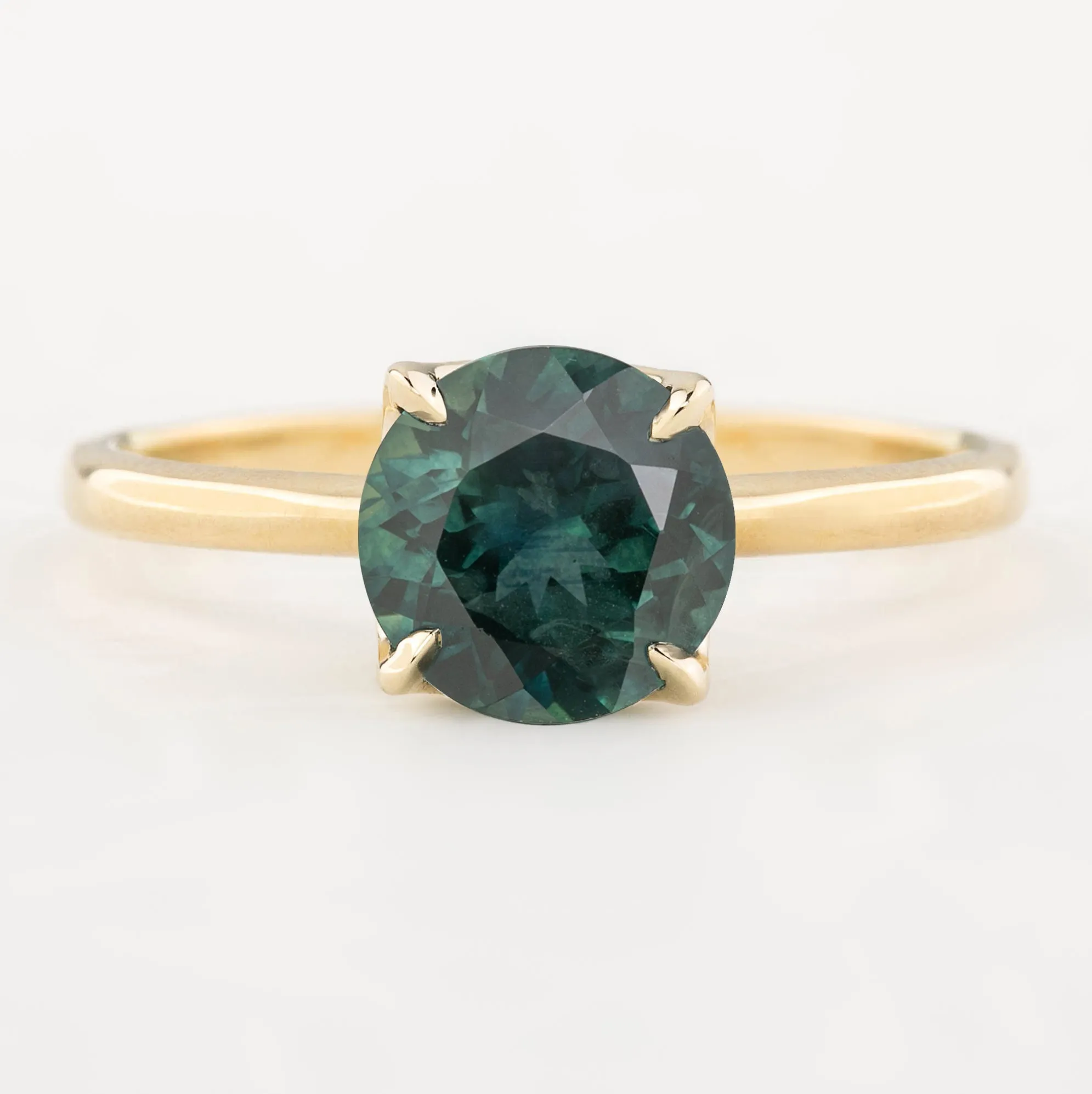 Sara Ring 2.19ct Peacock Green Montana Sapphire, 14k Yellow Gold (One of a kind)