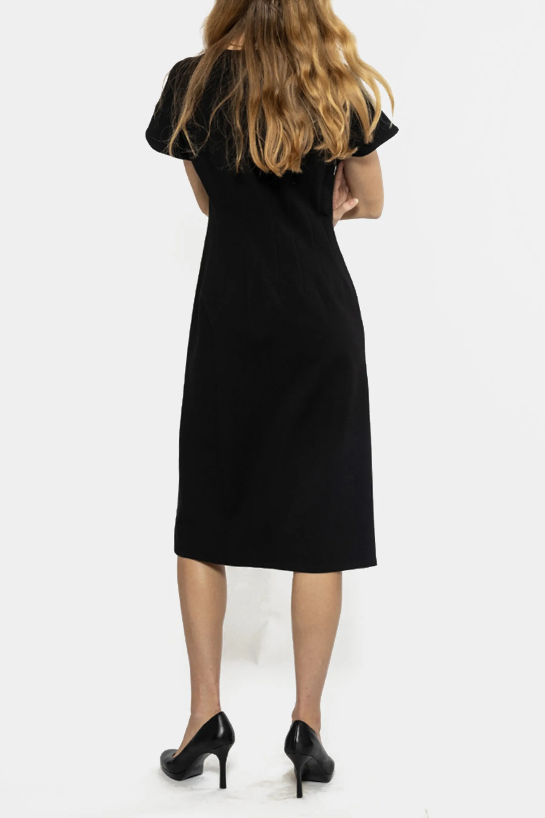 Short Sleeves Waist Pintuck Detail Dress