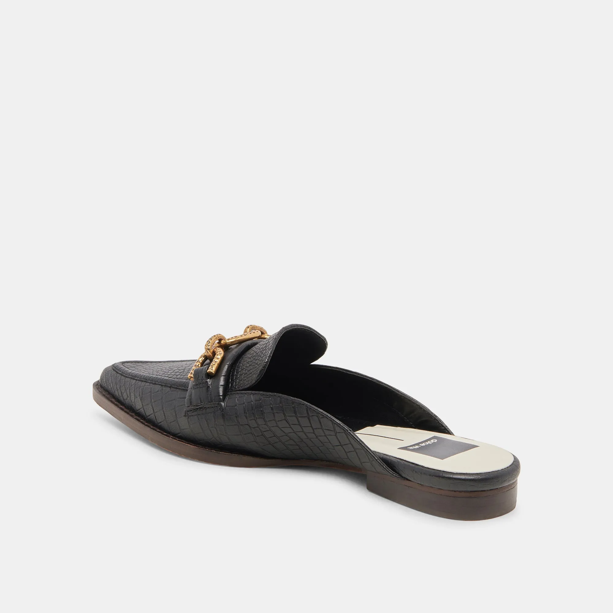 SIDON FLATS NOIR EMBOSSED LEATHER