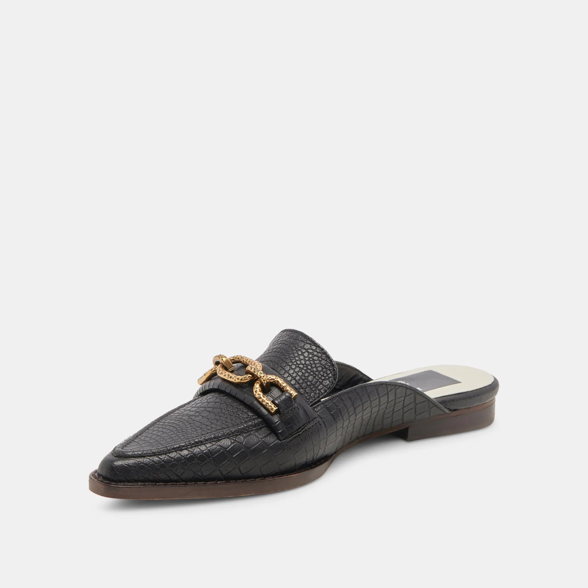 SIDON FLATS NOIR EMBOSSED LEATHER