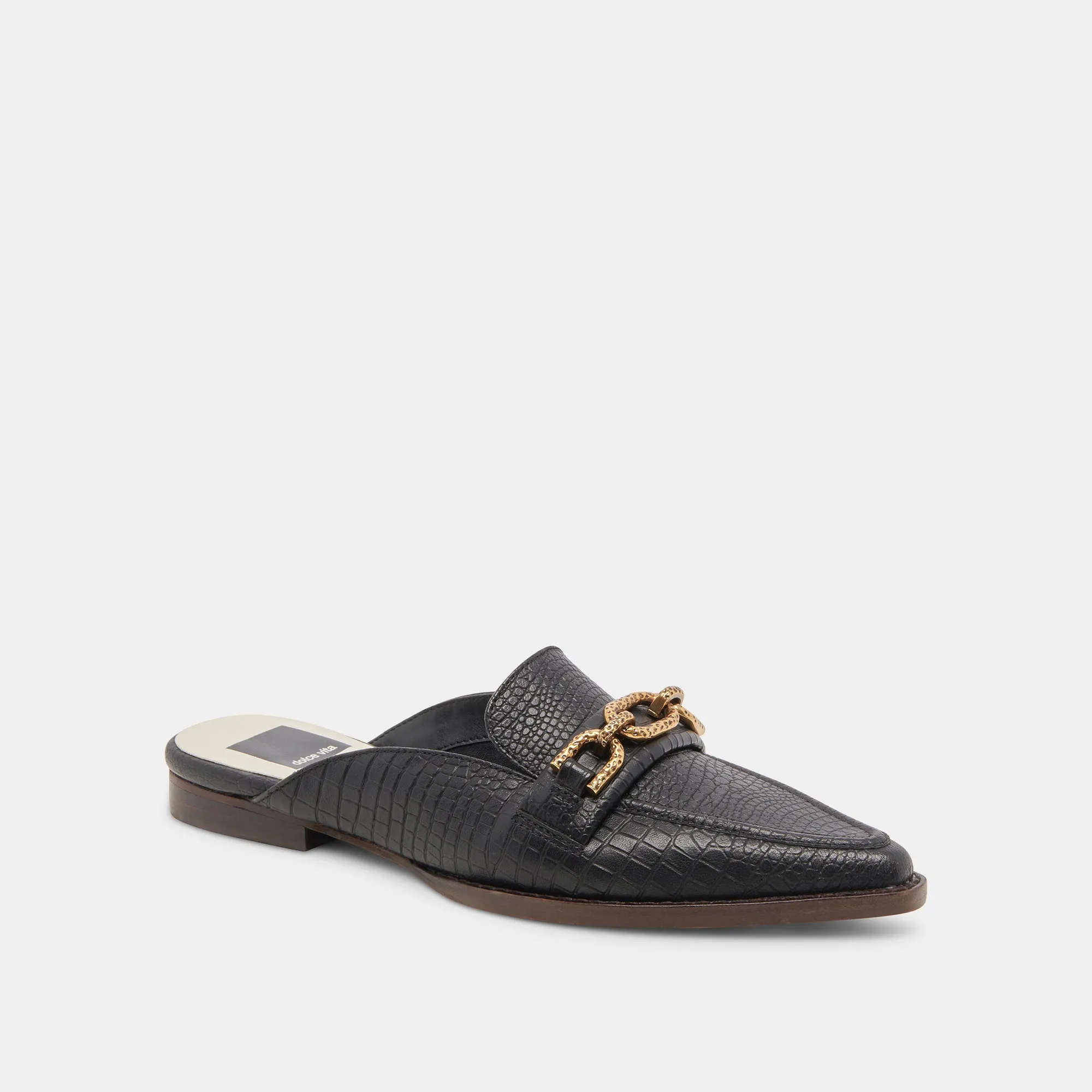 SIDON FLATS NOIR EMBOSSED LEATHER