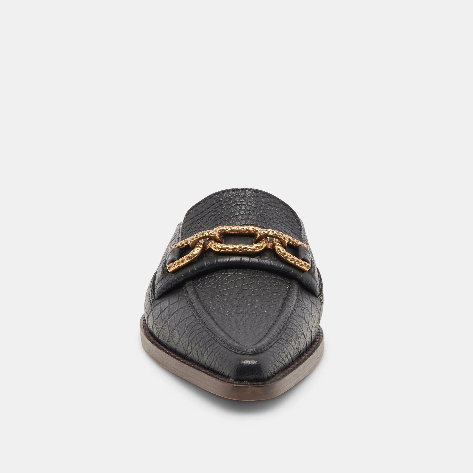 SIDON FLATS NOIR EMBOSSED LEATHER