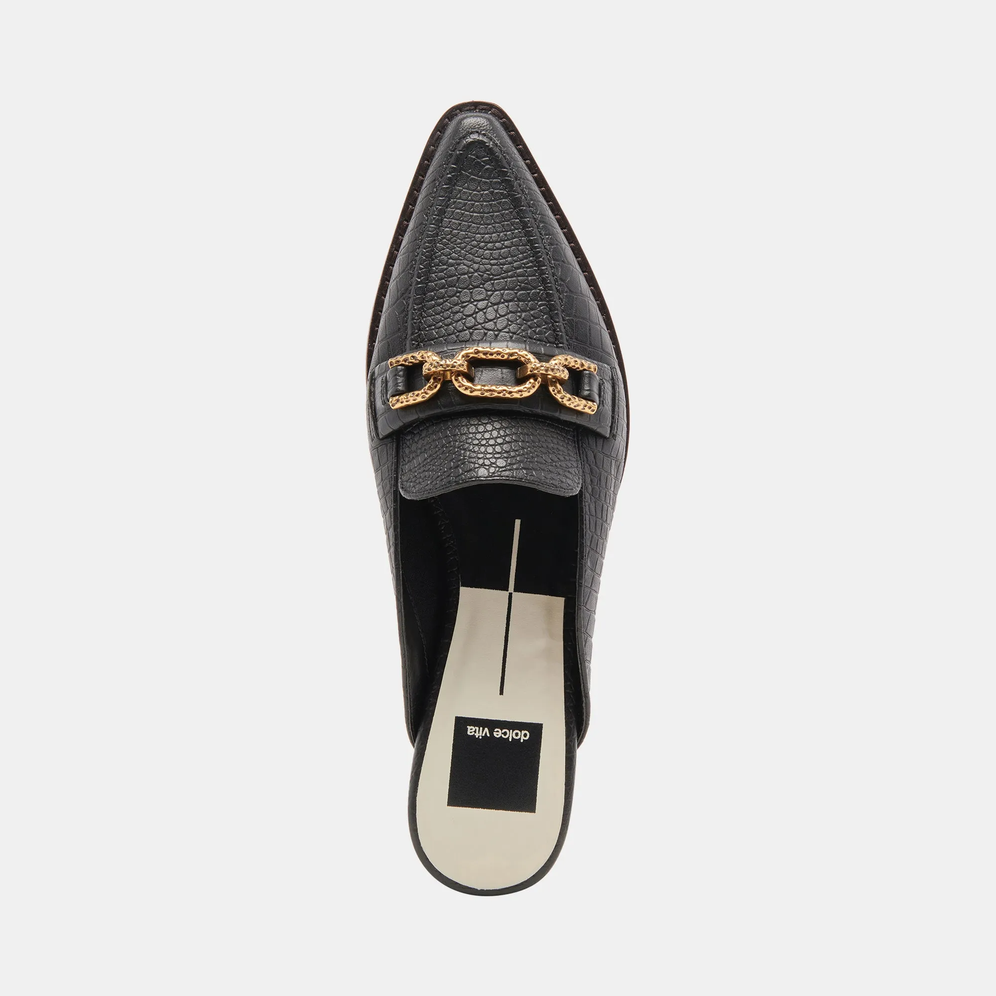 SIDON FLATS NOIR EMBOSSED LEATHER