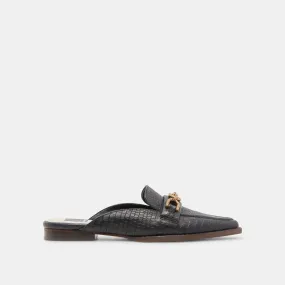 SIDON FLATS NOIR EMBOSSED LEATHER