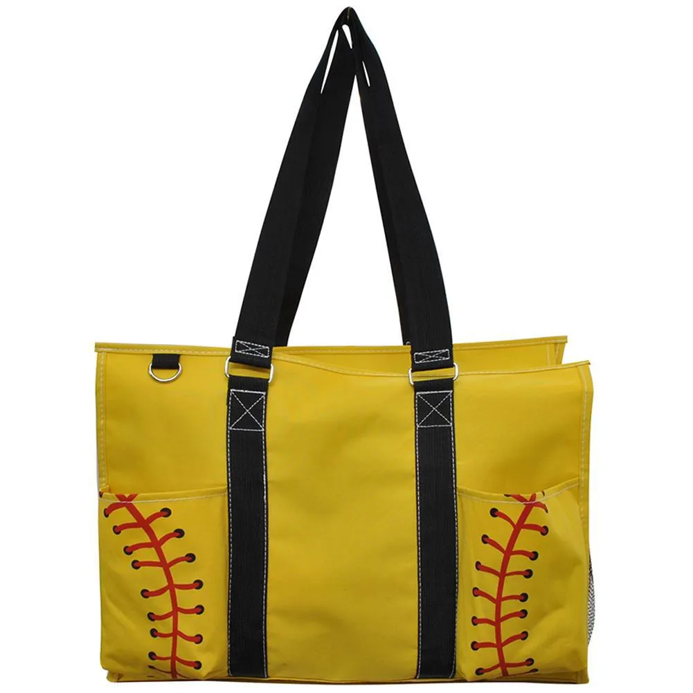 Softball Yellow NGIL Zippered Caddy Large Organizer Tote Bag