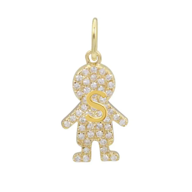 Solid Initial Diamond Kid Charm