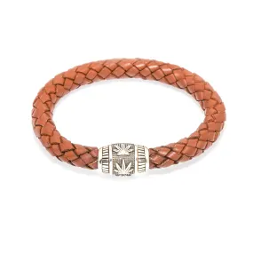 Sterling Silver and Saddle Leather Bracelet