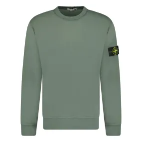 STONE ISLAND BASIC BADGE CREW NECK SWEATSHIRT KHAKI GREEN