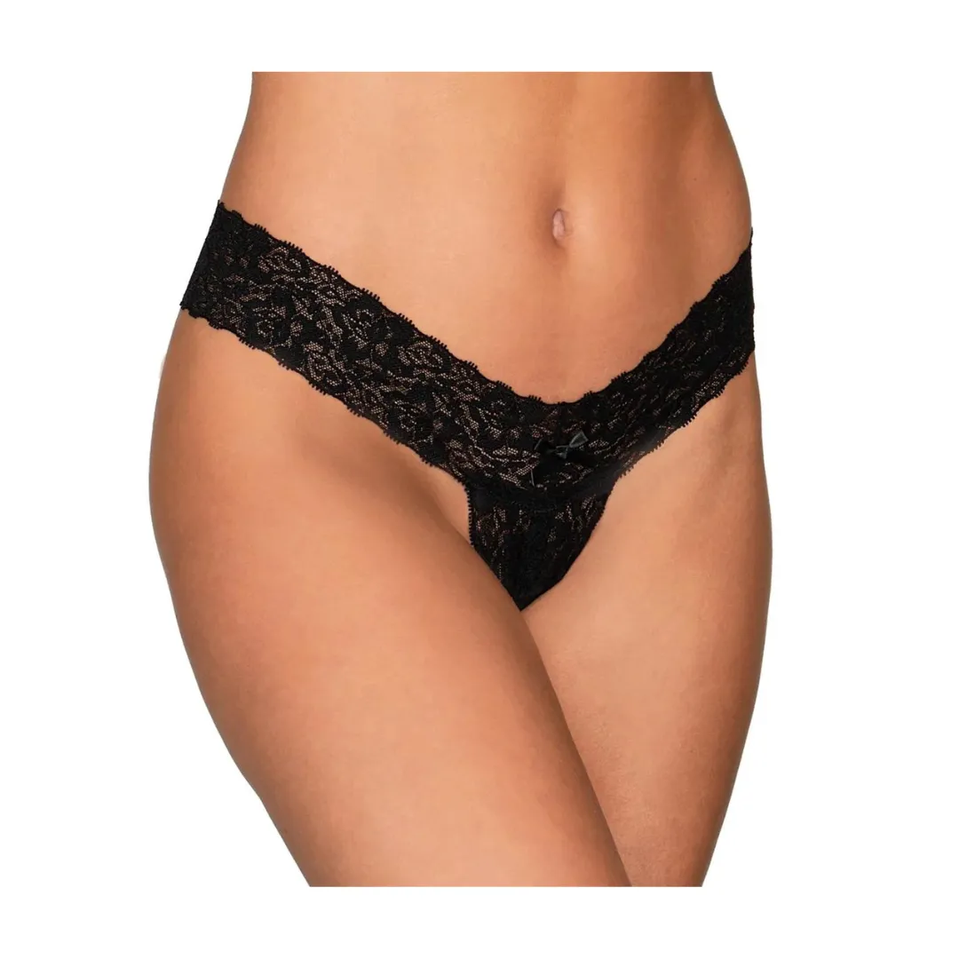 Stretch Lace Open Crotch Thong