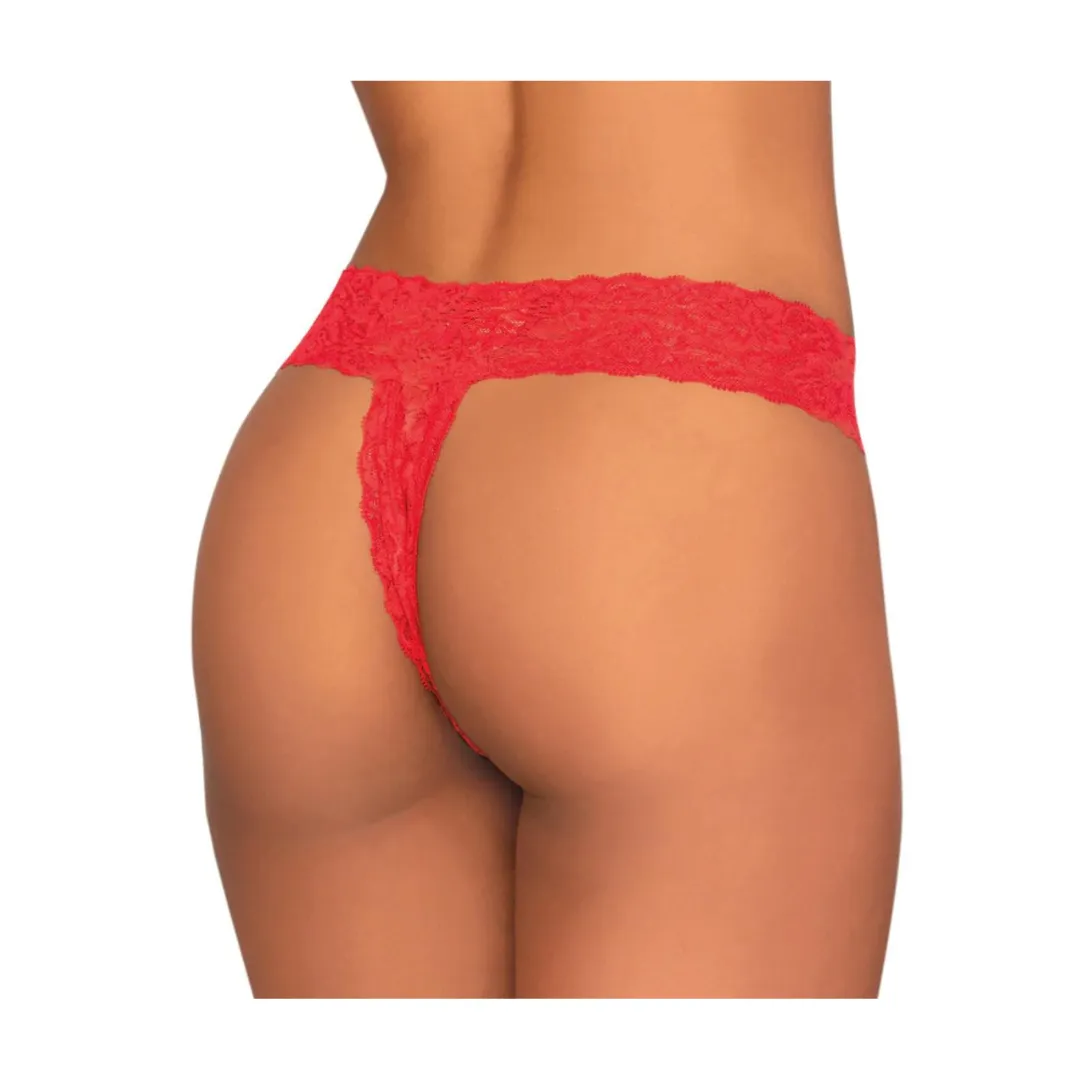 Stretch Lace Open Crotch Thong