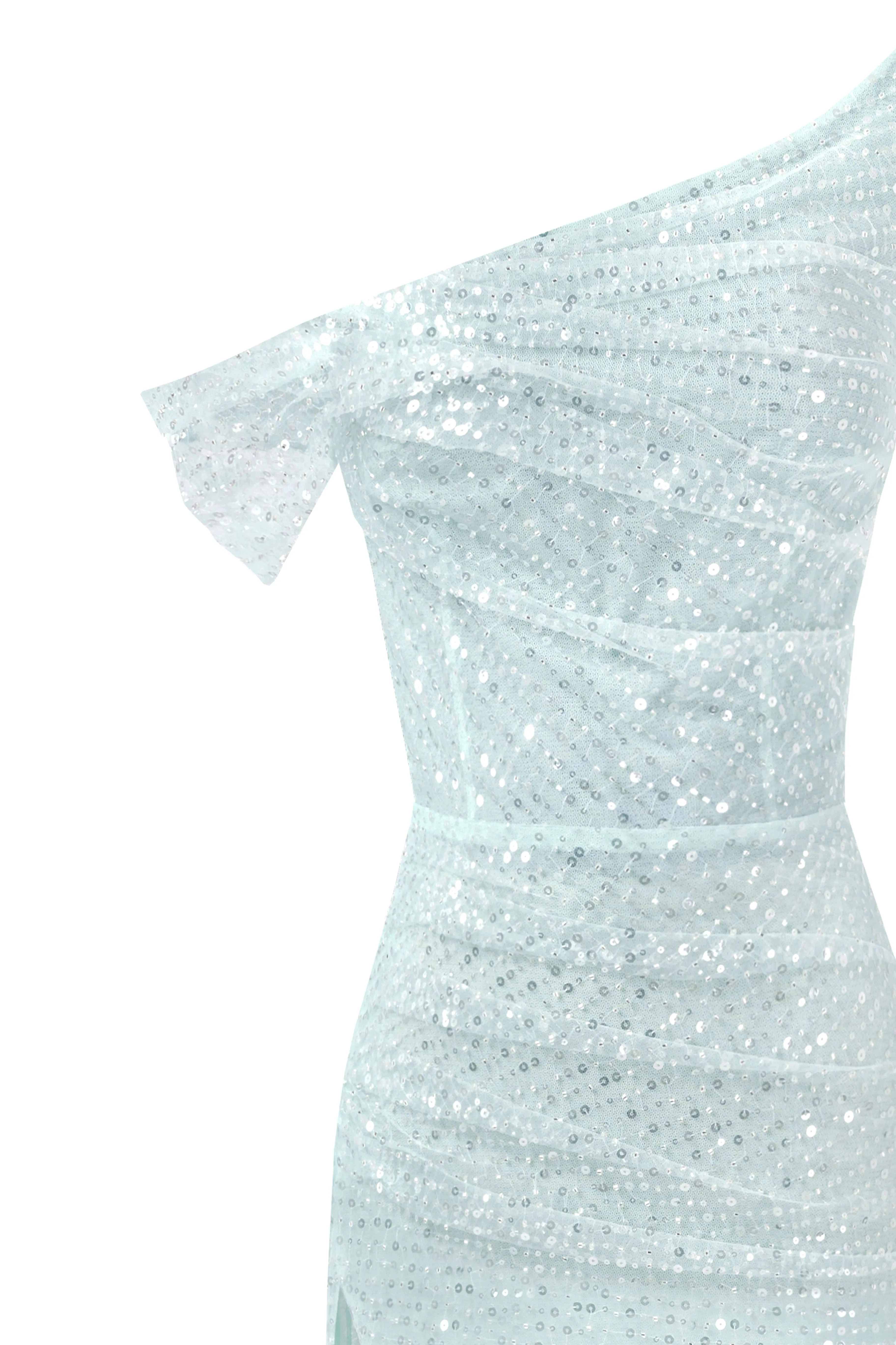 Striking sequined maxi dress in mint green