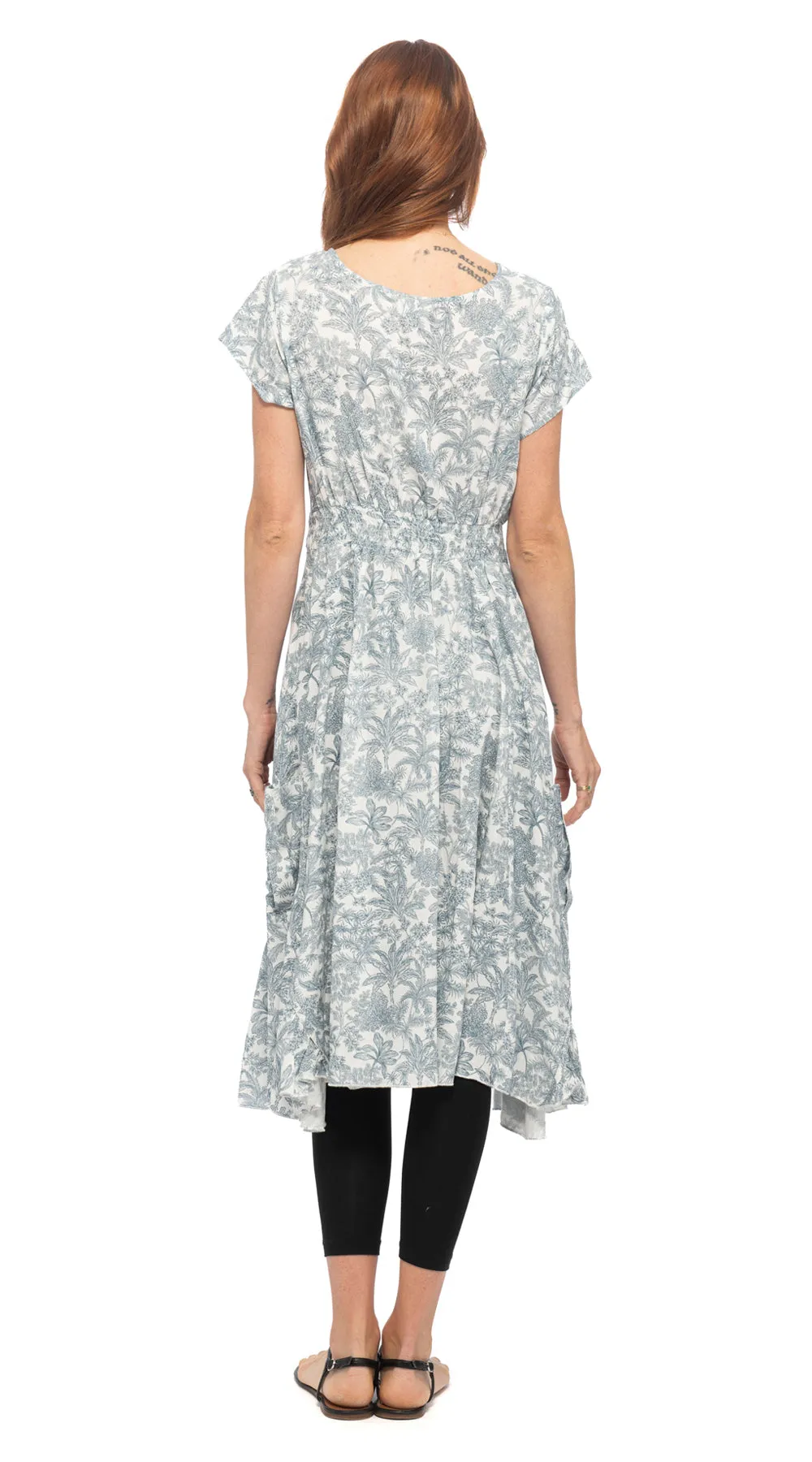 Swing Dress - white palm - rayon