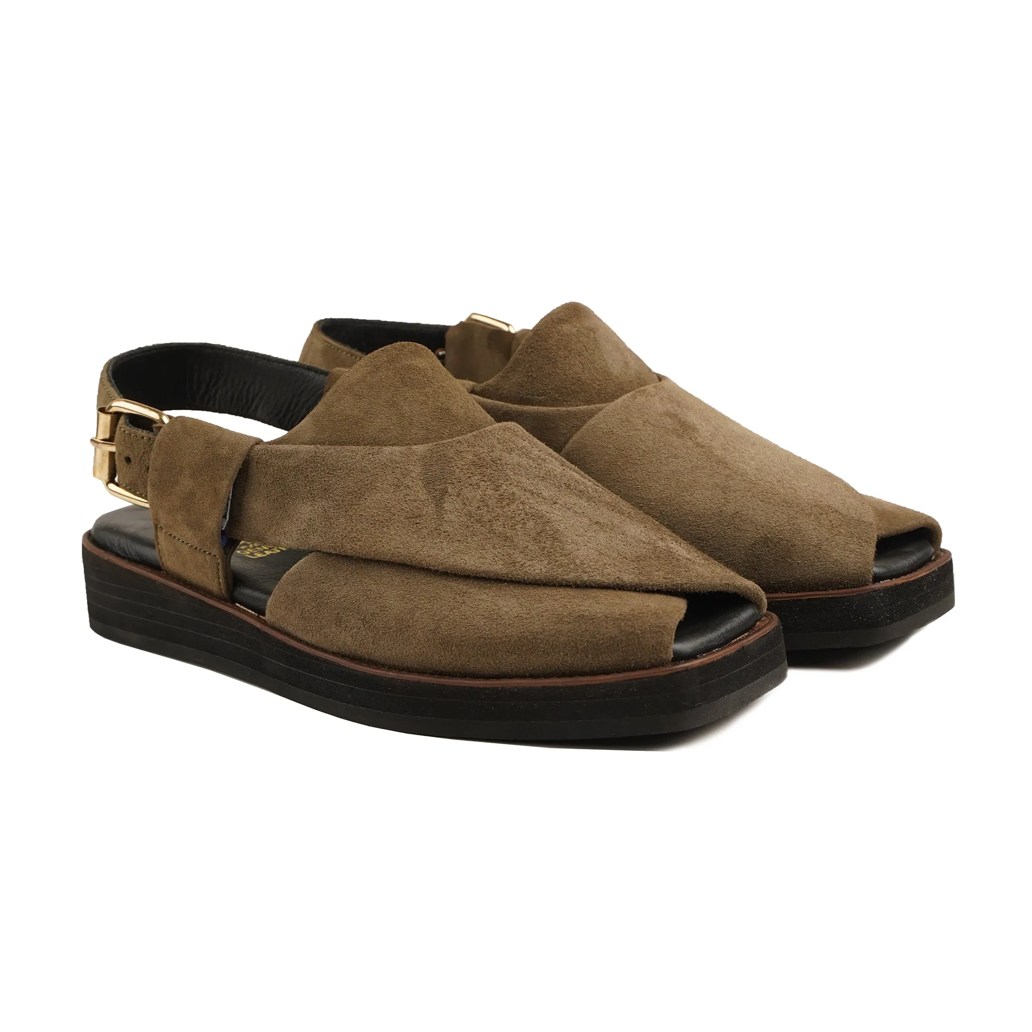 Tabriz - Men's Brown Kid Suede Sandal