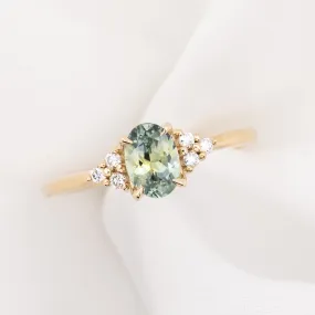 Teresa Ring 0.97ct Light Green Montana Sapphire, 14k Yellow Gold (One of a kind)