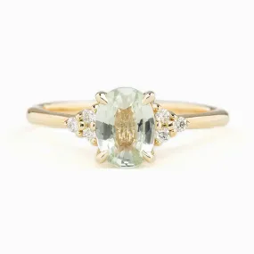 Teresa Ring 1.24ct Light Mint Green Unheated Sapphire, 14k Yellow Gold (One of a kind)