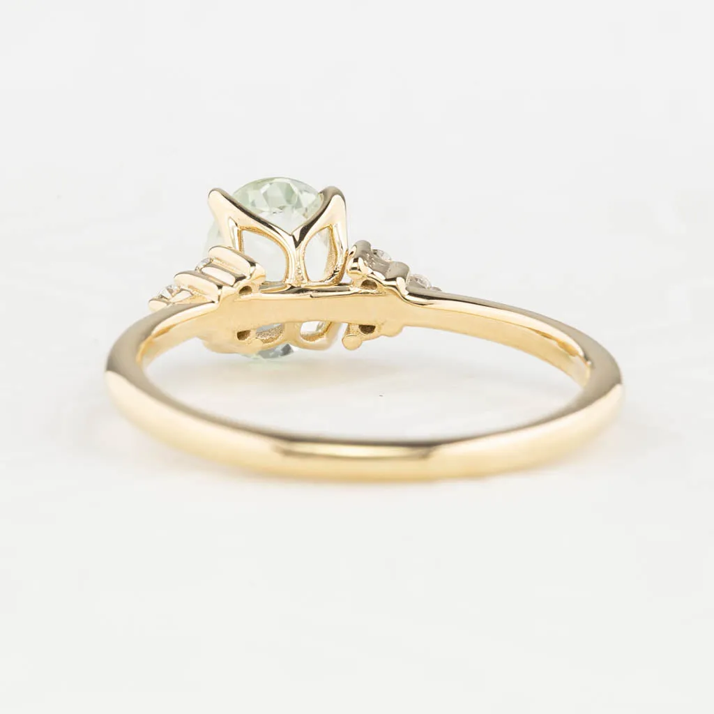 Teresa Ring 1.24ct Light Mint Green Unheated Sapphire, 14k Yellow Gold (One of a kind)