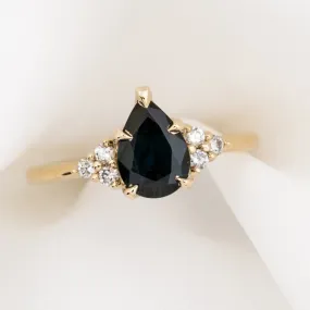 Teresa Ring 1.37ct Deep Teal Blue Queensland Sapphire, 14k Yellow Gold (One of a kind)