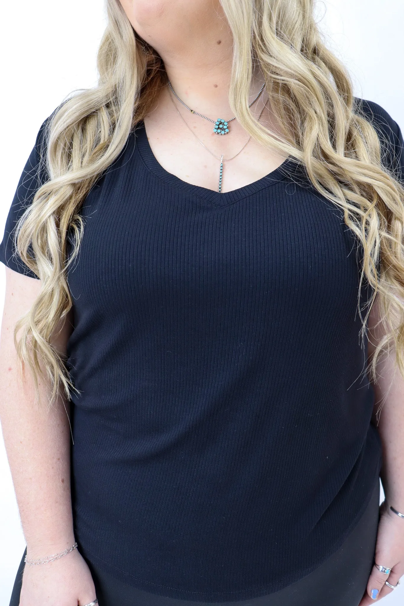 The Ribbed Basic V Neck Tee