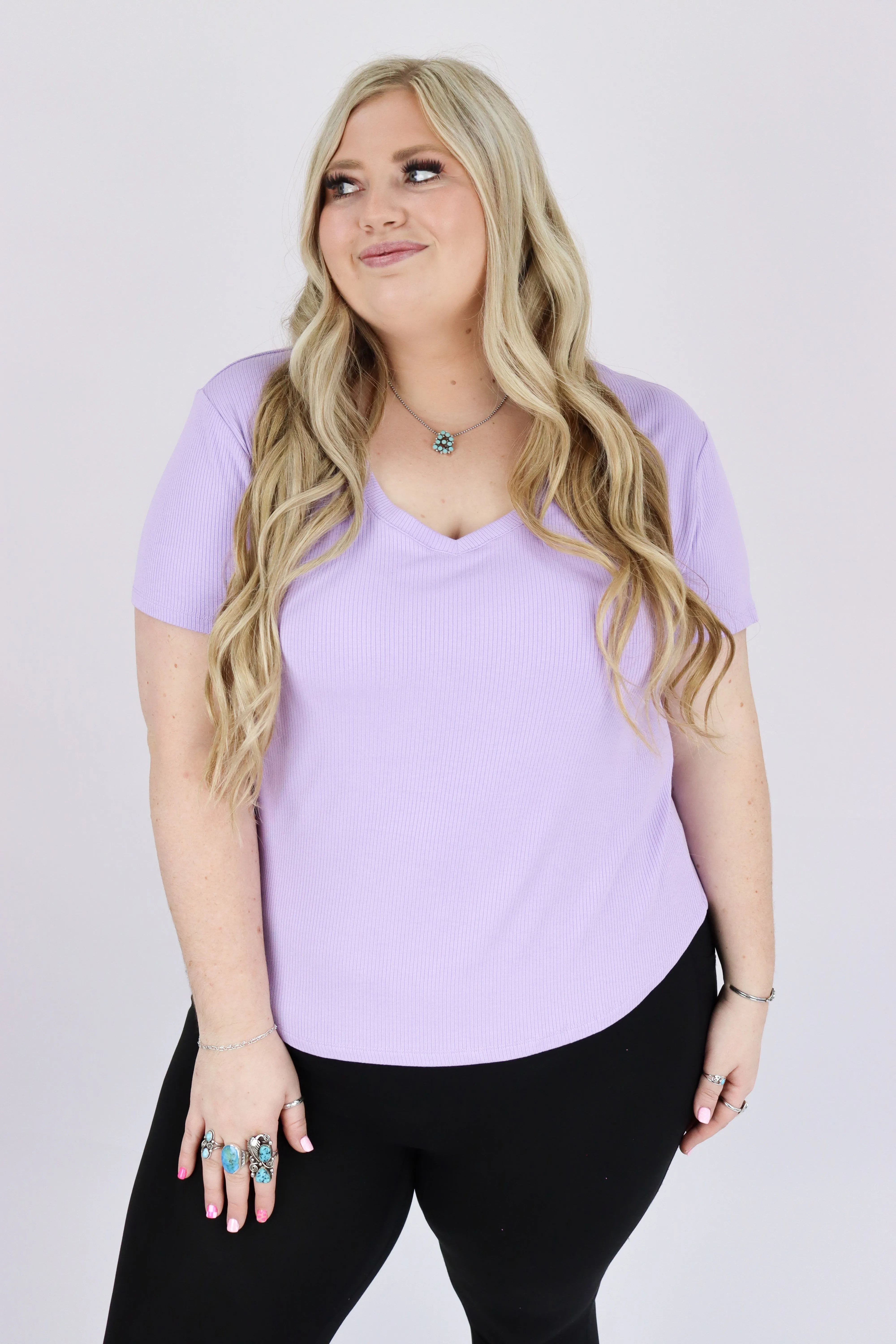 The Ribbed Basic V Neck Tee