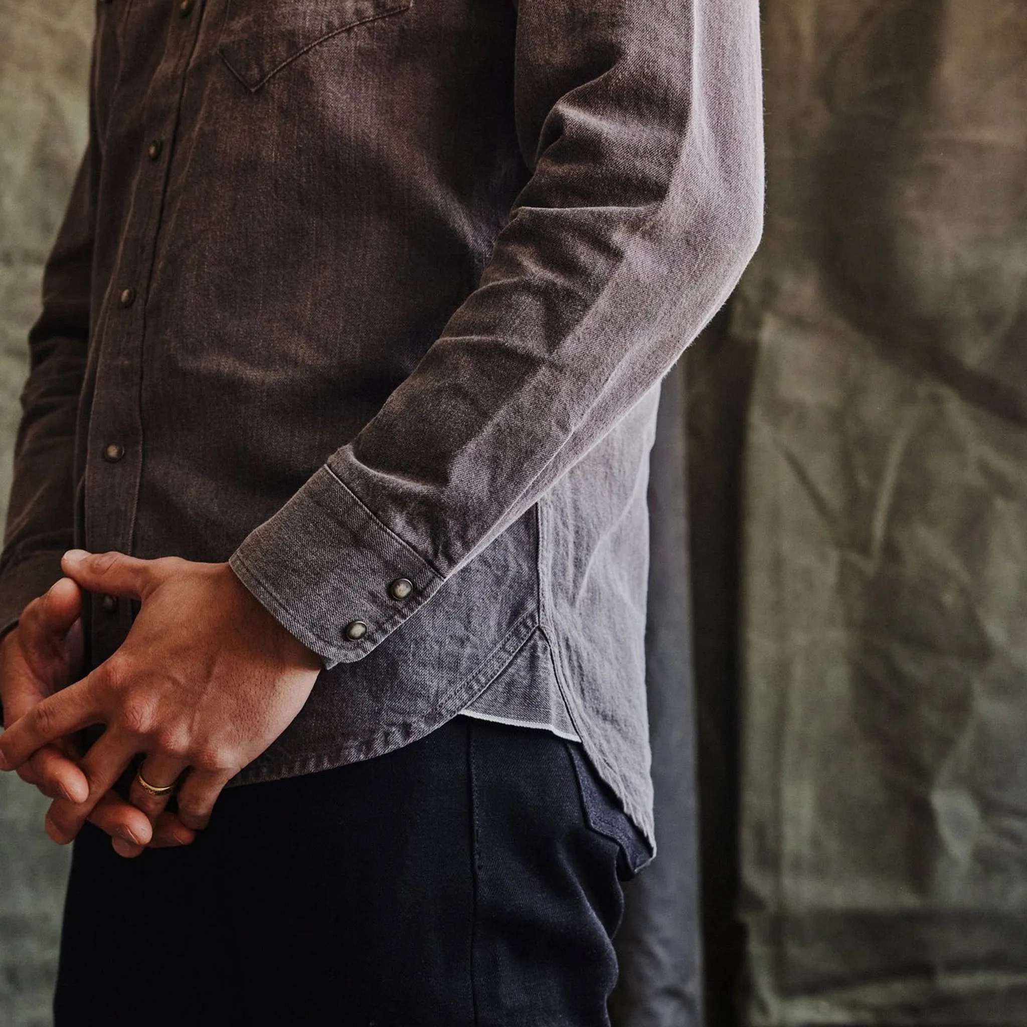 The Western Shirt in Soil Pigment Selvage Denim