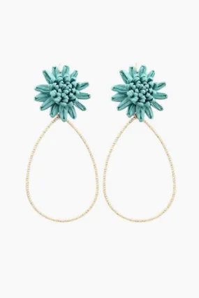 Turquoise Raffia Flower Teardrop