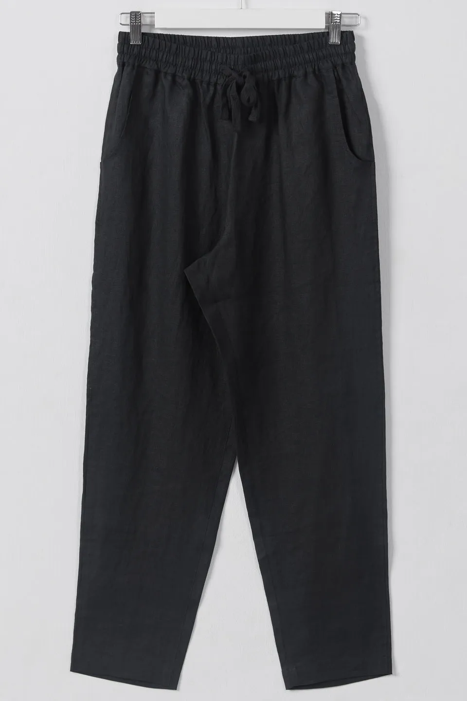 Urban Black Linen Relaxed Tapered Pant