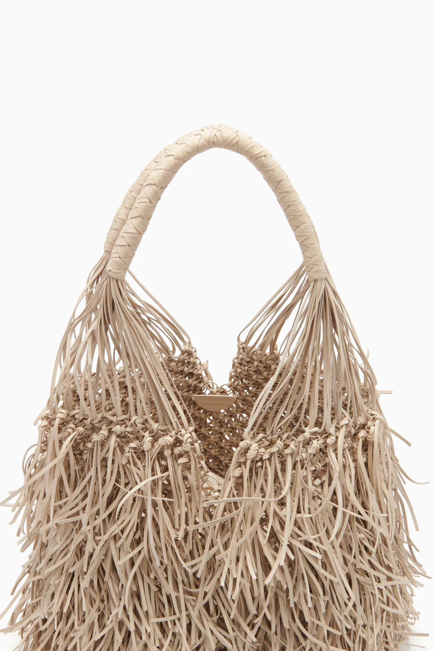 Valeria Large Fringe Hobo - Alabaster