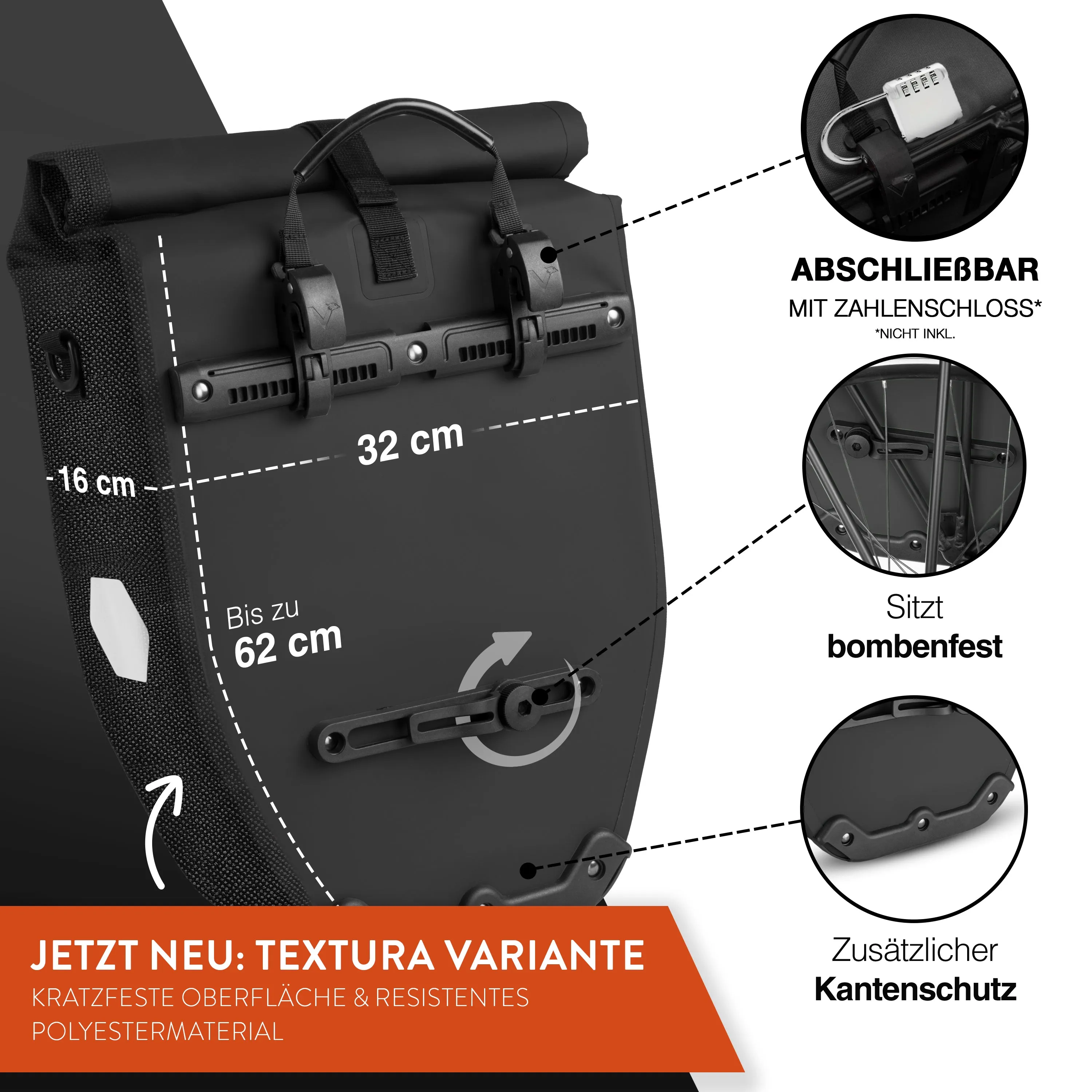 ValkBasic - große & wasserdichte Gepäckträgertasche