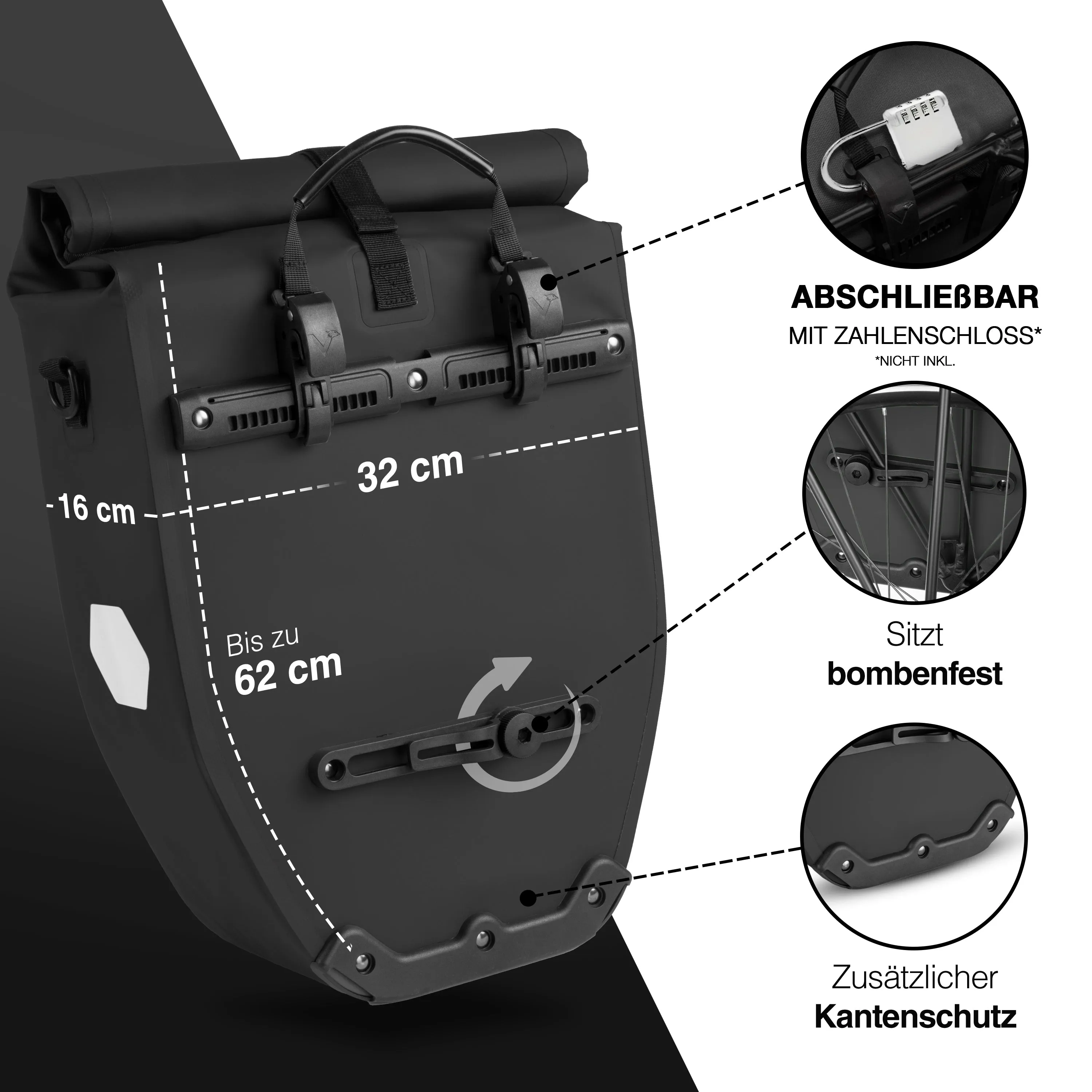 ValkBasic - große & wasserdichte Gepäckträgertasche