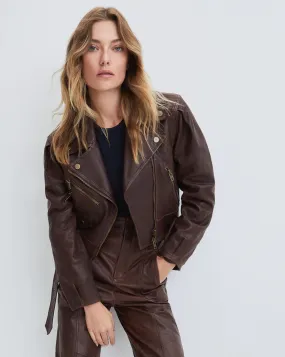 VERONICA BEARD Marea Leather Moto Jacket