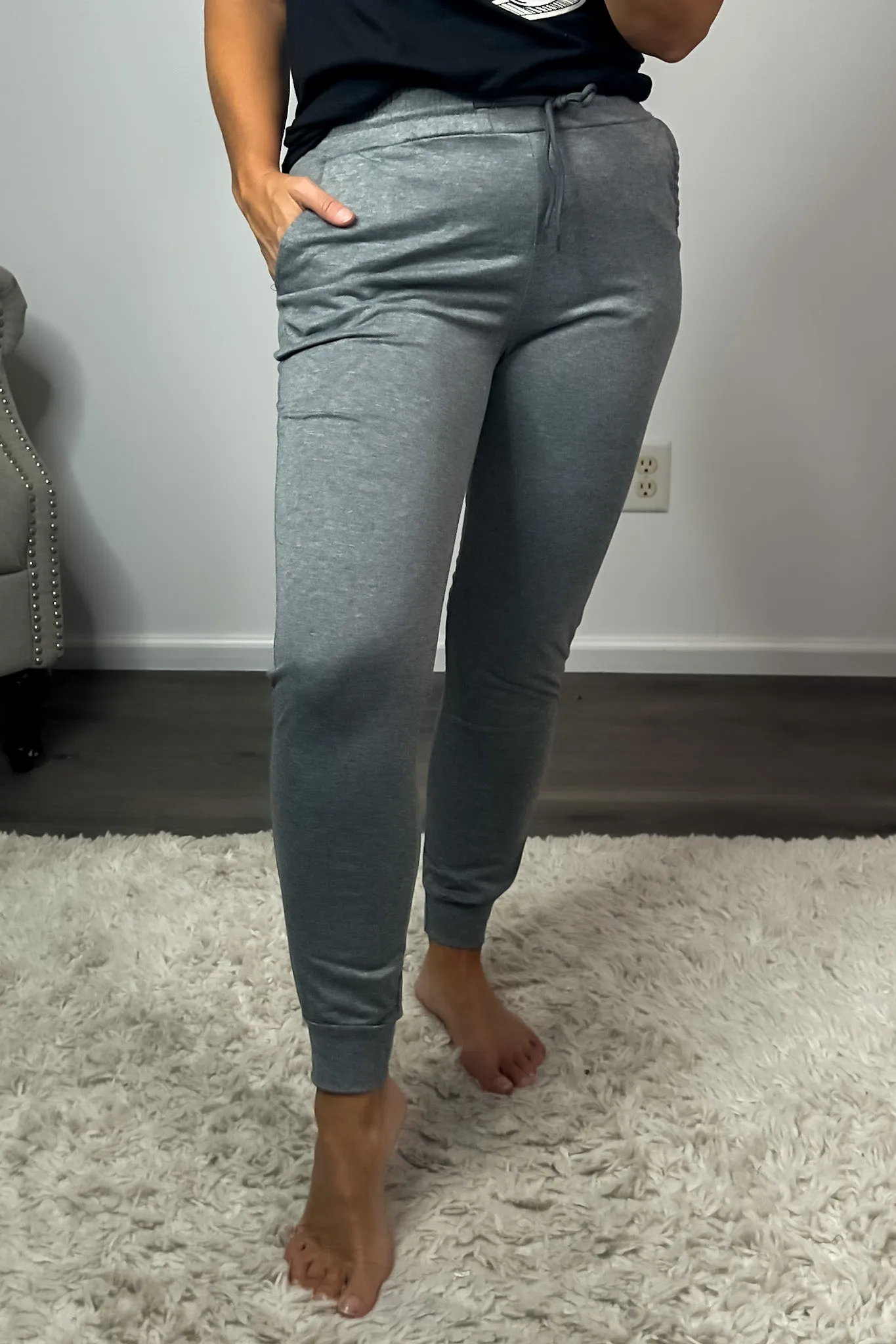 Whisper In The Dark Knit Joggers : Grey