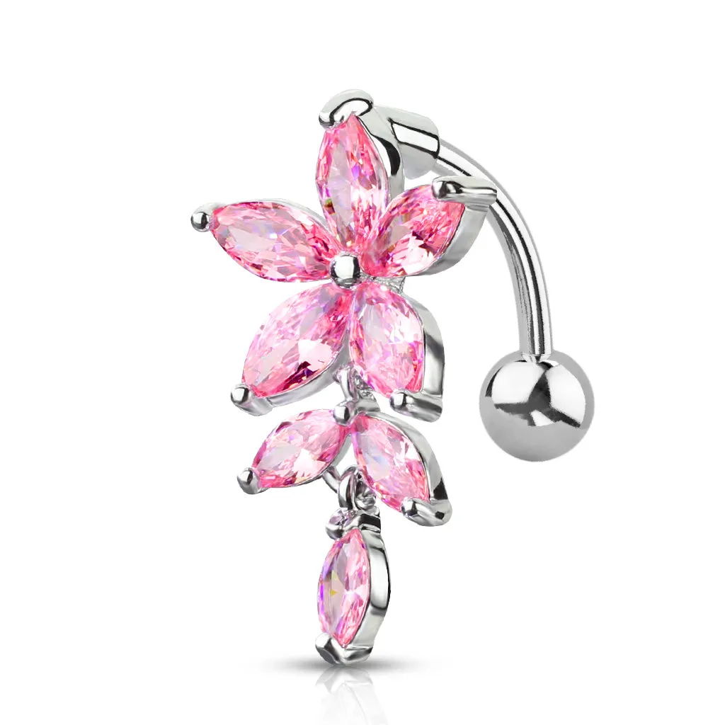 White Flower Belly Ring