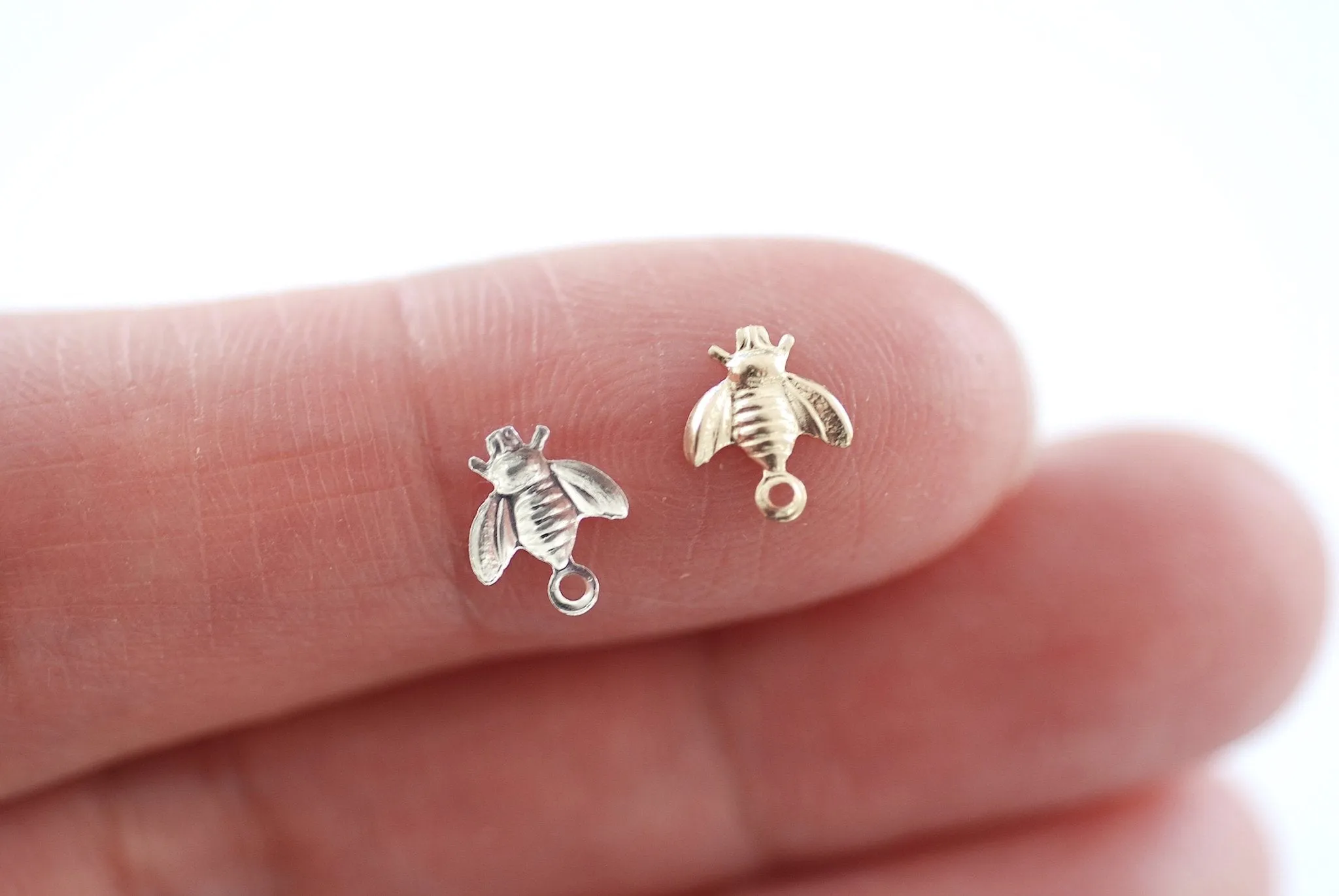 Wholesale Gold Filled Sterling Silver Bee Charm l Permanent Jewelry Bee Insect Drop Charm l Animal Insect Bug Charm