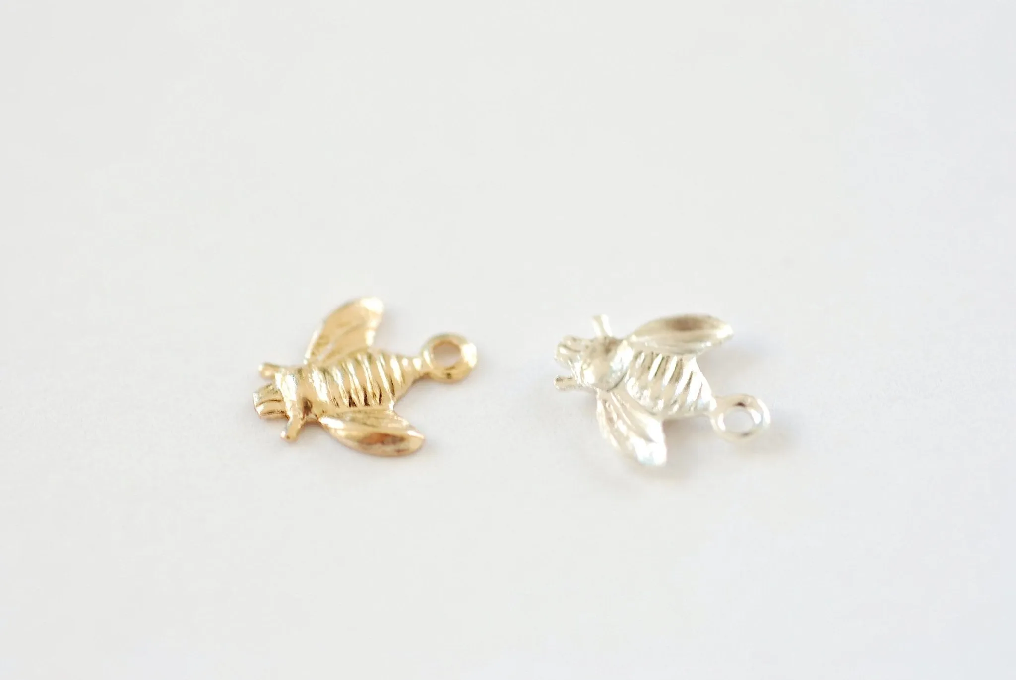 Wholesale Gold Filled Sterling Silver Bee Charm l Permanent Jewelry Bee Insect Drop Charm l Animal Insect Bug Charm