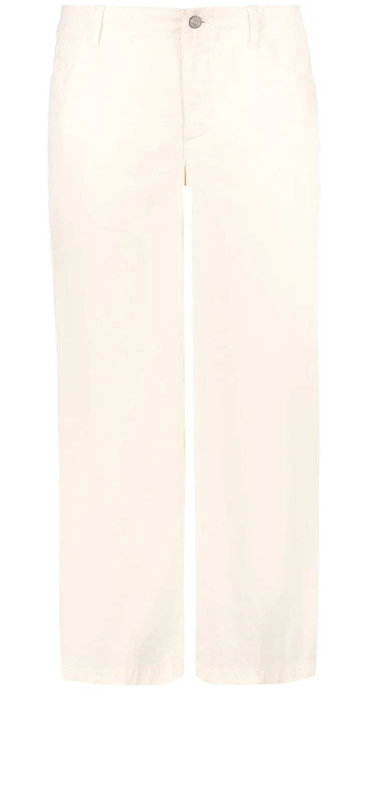 Wide Leg Crop Trouser Off-White Stretch Linnen | Vanilla