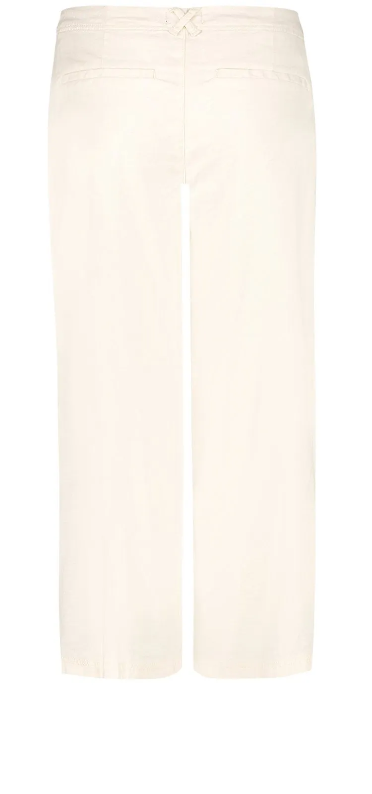 Wide Leg Crop Trouser Off-White Stretch Linnen | Vanilla