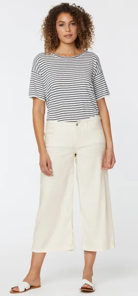 Wide Leg Crop Trouser Off-White Stretch Linnen | Vanilla